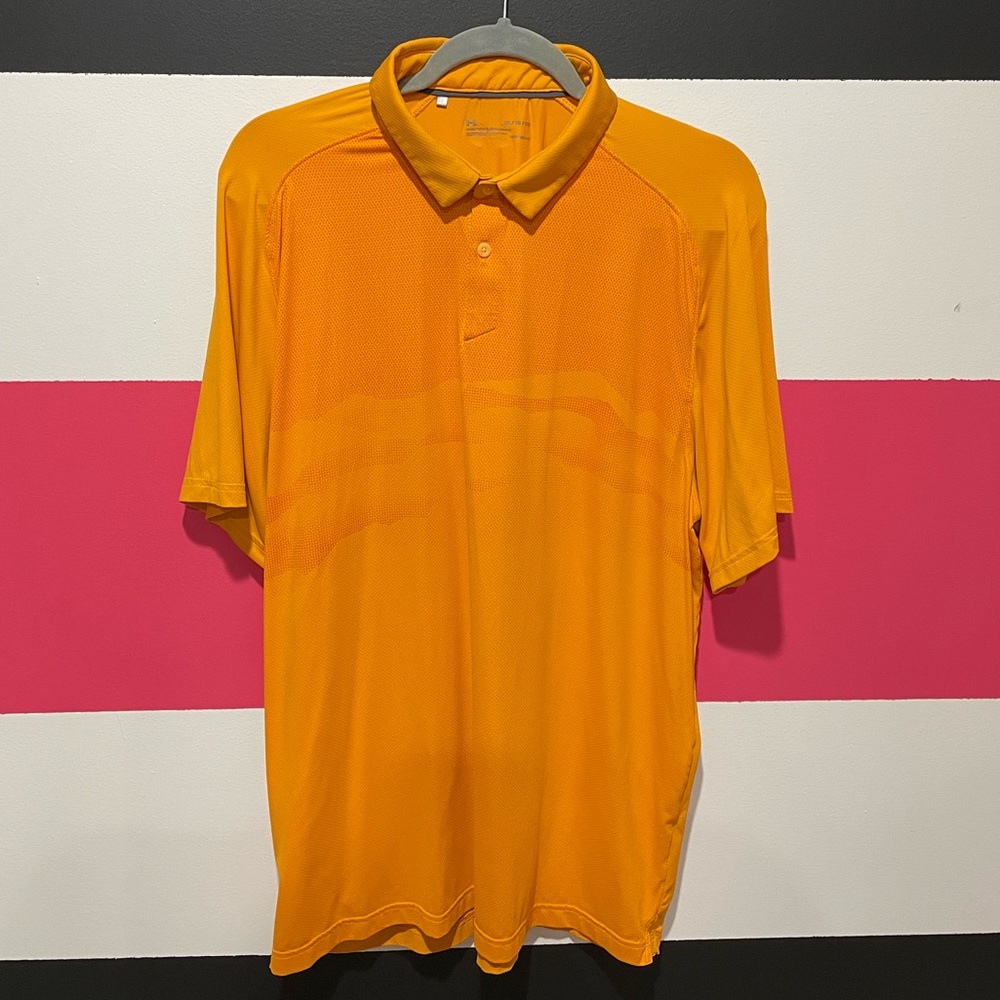 Under Armour XL Orange Heat Gear Golf Polo